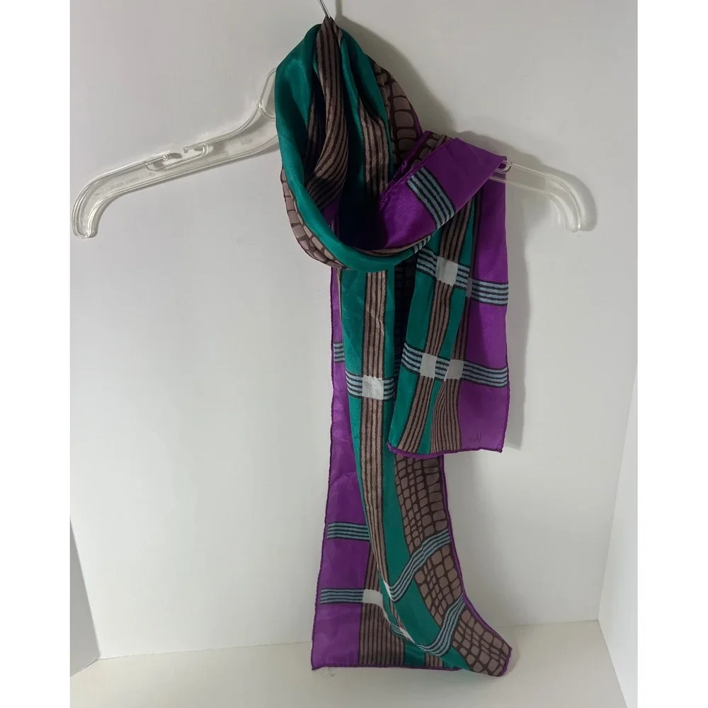 Vintage Vera Neuman Silk Geometric Rectangular Scarf 10 x 52